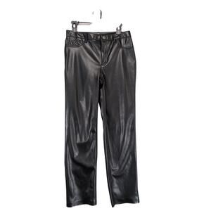 Joie Women's 4 Faux Black Leather Straight Leg Pants, Streetwear Biker Rocker
